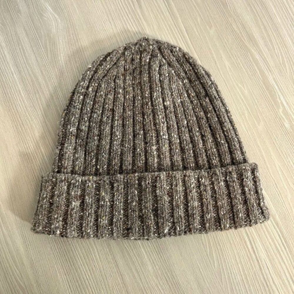 Irelandseye Knit Wool Cashmere Blend Beanie Brown Unisex One Size Ribbed
